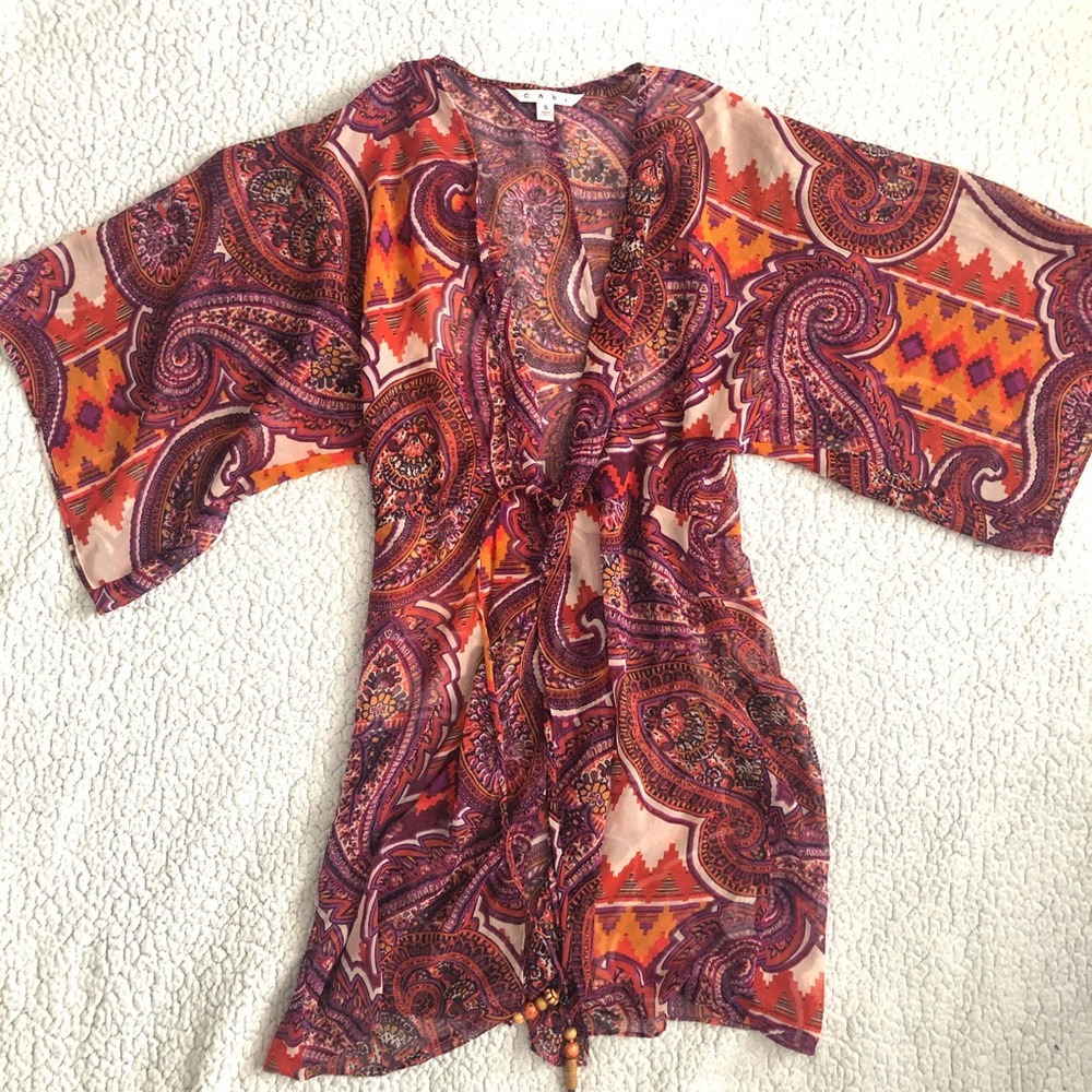 CAbi Paisley Sheer Cardigan Size S